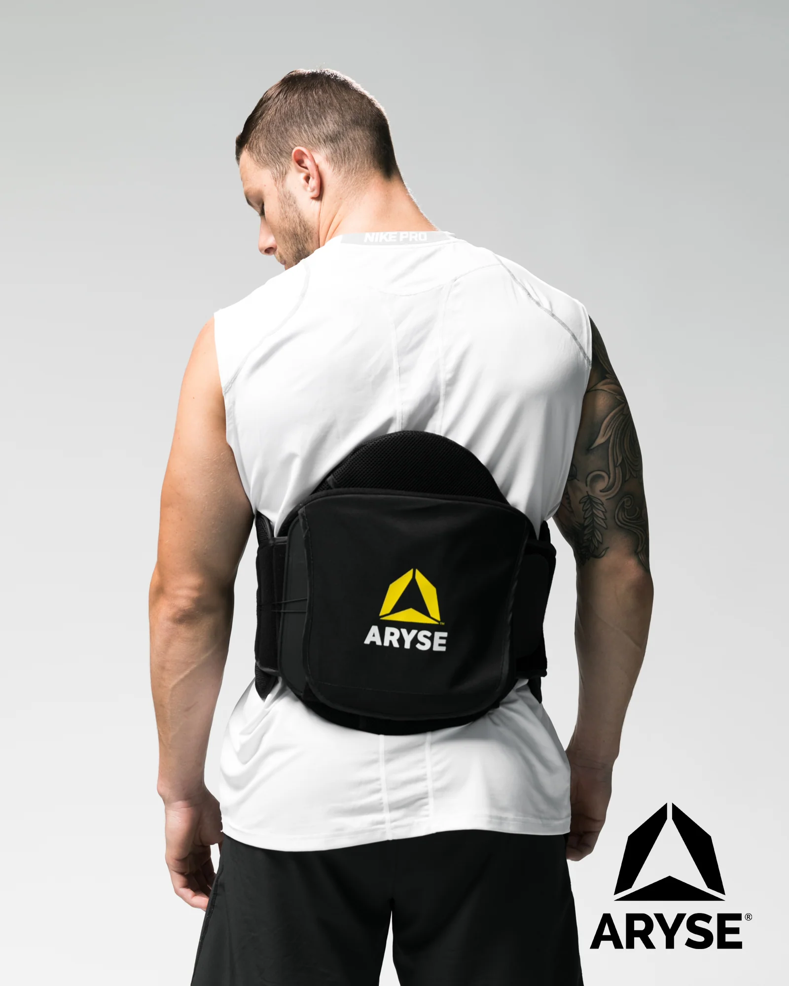 Black back brace with adjustable closure
